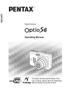 Pentax Optio S6 manual. Camera Instructions.